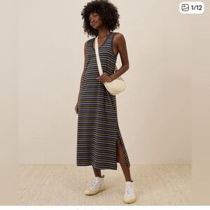 PACT Softspun Tank Midi Dress La Jolla Stripe M